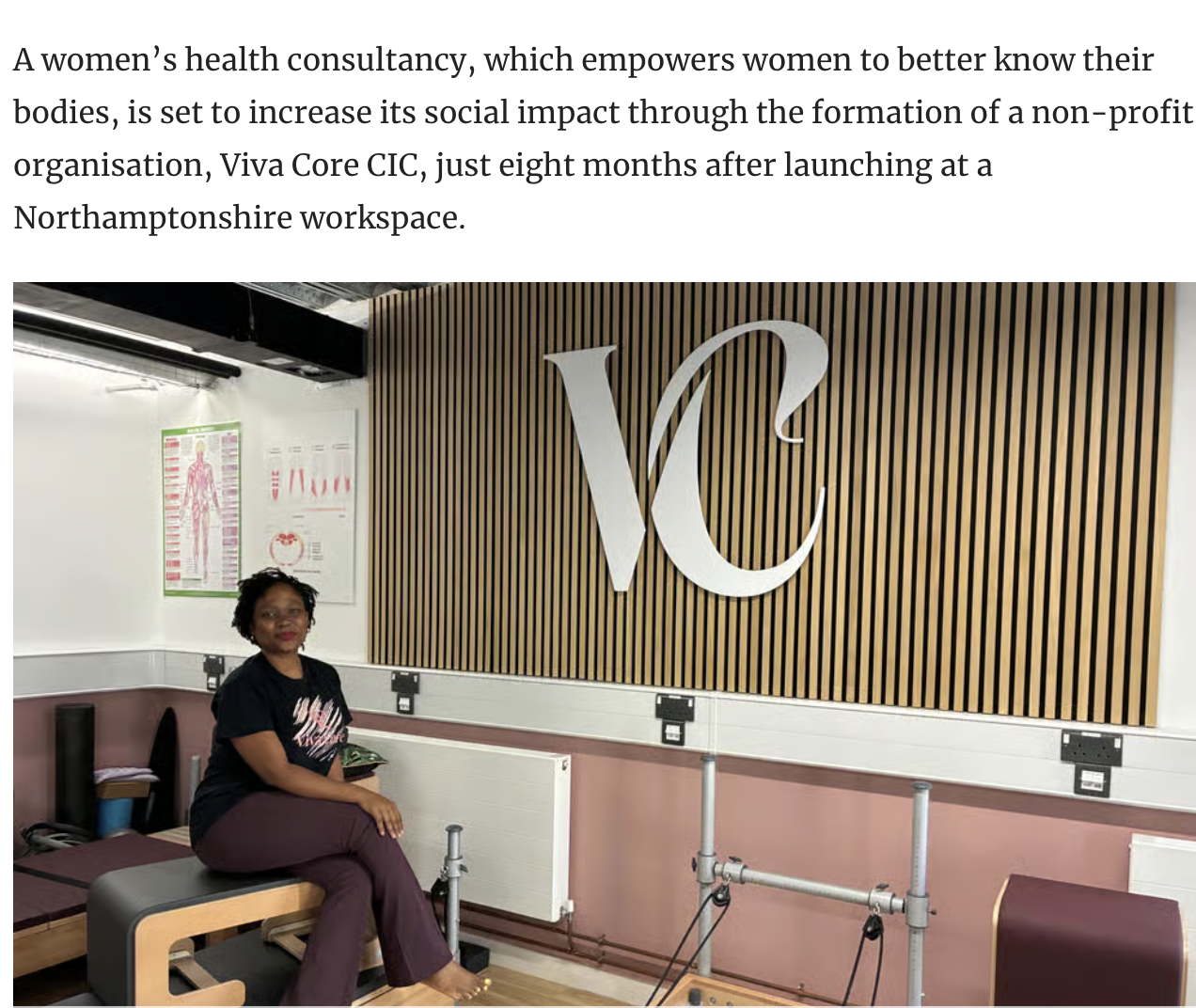 Chronicle & Echo article photo of Joyce in the Viva Core studio